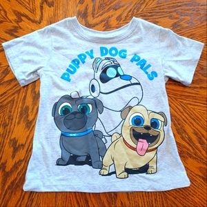 Disney Puppy Dog Pals Graphic Tee Short Sleeve Light Heather Gray Boy Sz 4T